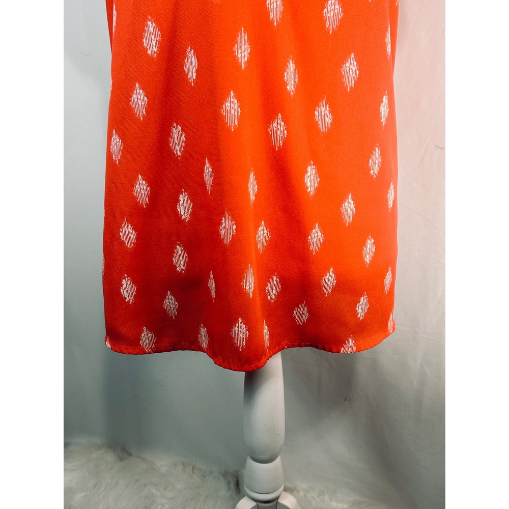 Papermoon Orange Ikat Diamond Print V-Neck Mixed Media Blouse‎ Top Large - Picture 4 of 8